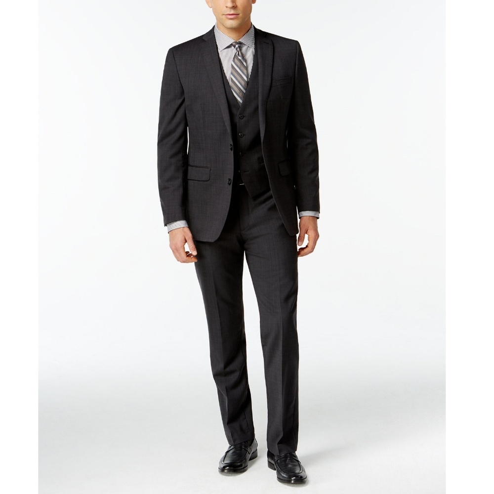 Bar III - Slim Charcoal Neat Wool Suit - 36s 30x30